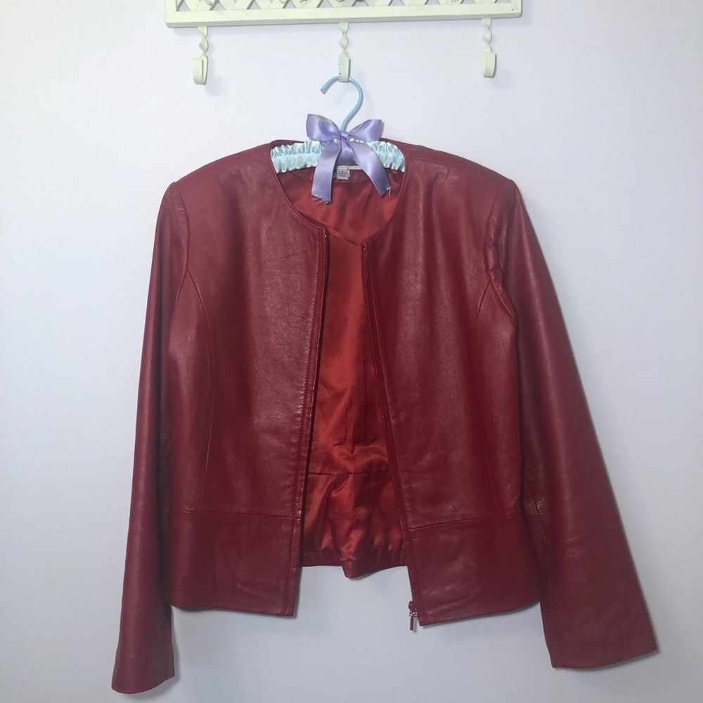 Clothes Revue Red Faux Leather Jacket
